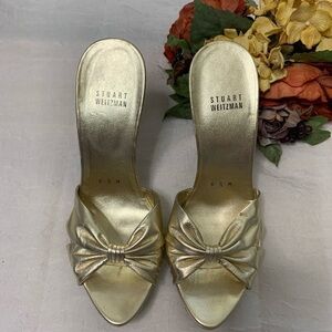 Stuart Weitzman Heel Slippers Gold With Crystals